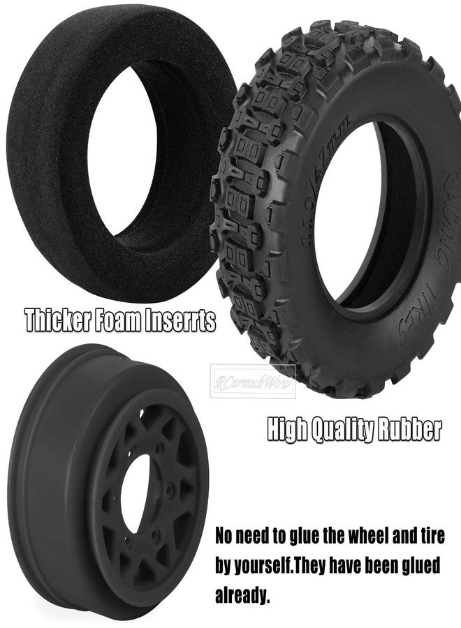 RcarmubWow RC Truck Tires RC Wheels and Tires,12mm/14mm/17mm Hex RC Tires for 1/10 Slash 4×4 2WD,Arrm a Senton,Axia1 Red cat Rc 4wd,Off-Road Tire w/RC Wheels Hex,Black - Image 4
